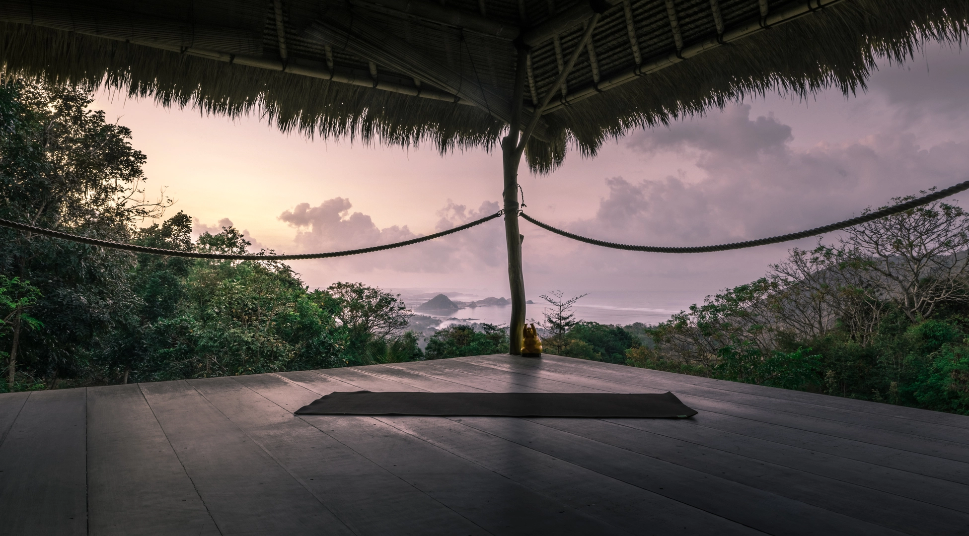 Yoga shala Ashtari in Kuta Lombok Indonesia with a seaside view and green nature